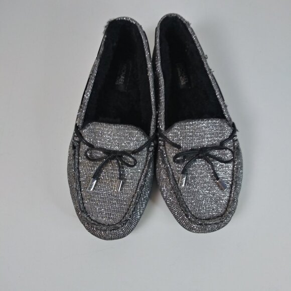 MICHAEL Michael Kors Sutton Moccasin Loafer Lamb Fur Glitter Chain Size 8 - Picture 6 of 8